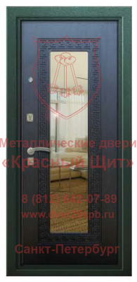 Металлическая дверь с зеркалом и молдингами